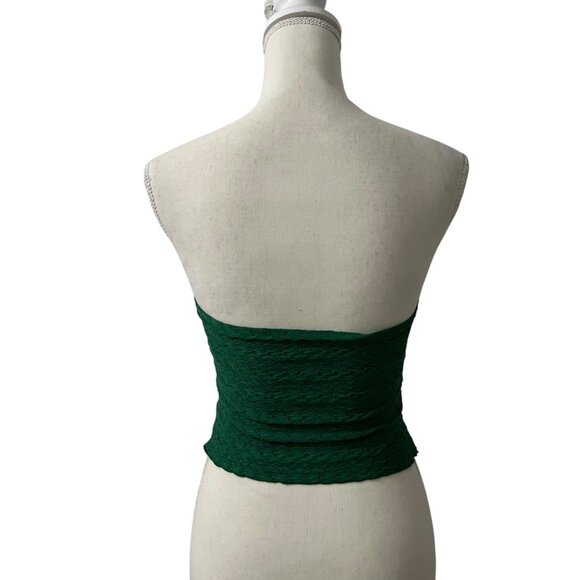 Shein Green Textured Strapless Butterfly Crop Top Size Small - Picture 4 of 7